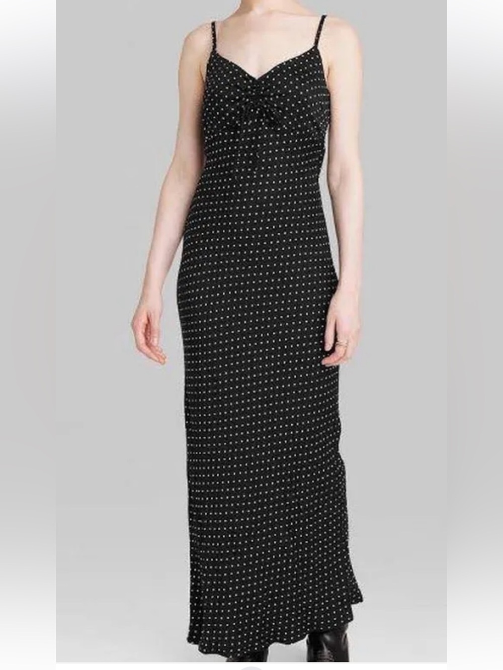 Black Polka Dot Slip Dress with Spaghetti Straps
